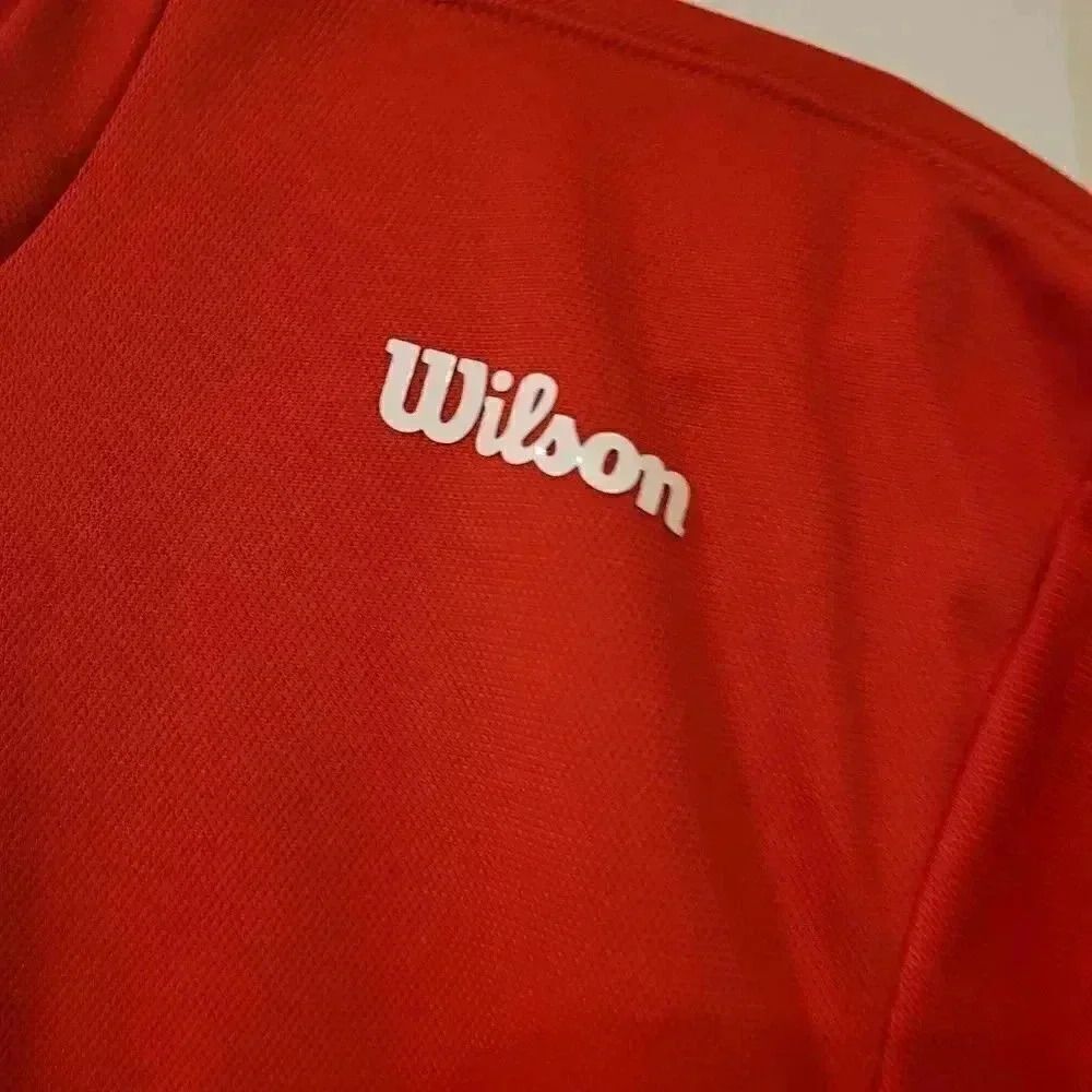 𝅺Wilson Men's Red/White/Black Quick Dry Short Sleeve Shirt - Picture 4 of 9